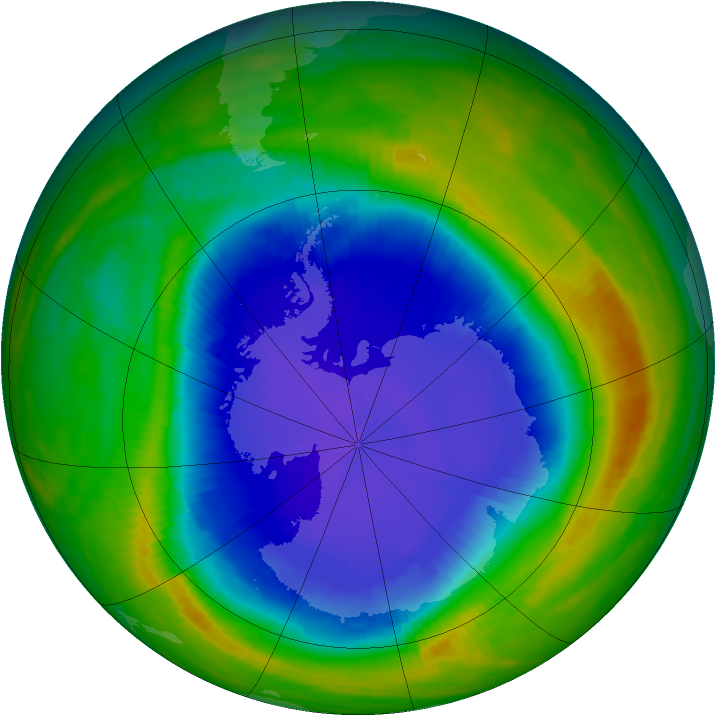 Antarctic ozone map for 05 November 1987